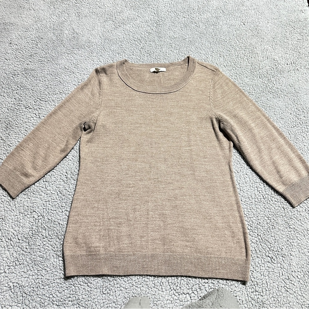 New York & Company Women’s 3/4 Sleeve Knit Sweater – Beige, Size M